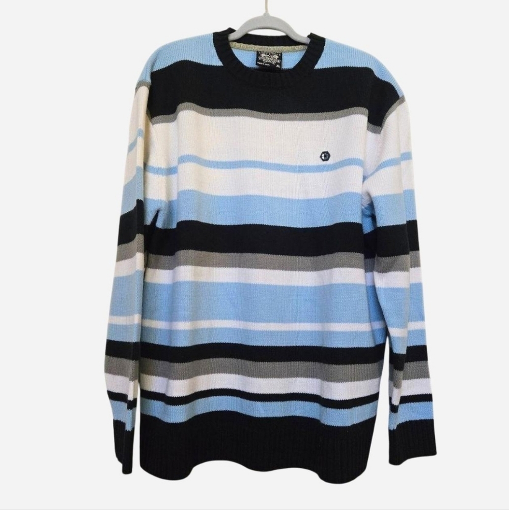 South Pole Crewneck Pullover Knit Blue White Mens Size XL
